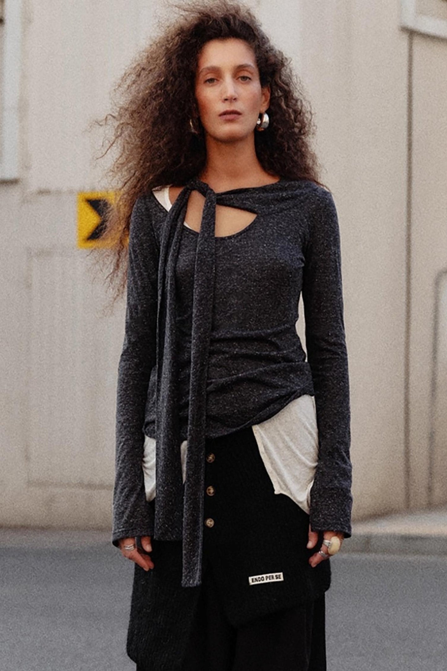 Retro Asymmetrical Knitted Top