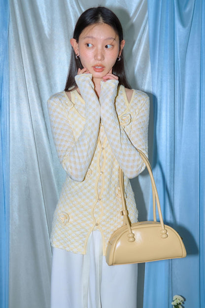 Three-Dimensional Flower Bubble Texture Knitted Vest Set