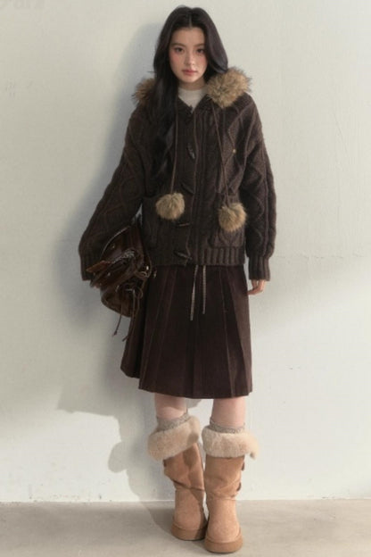 Retro Brown Corduroy Skirt