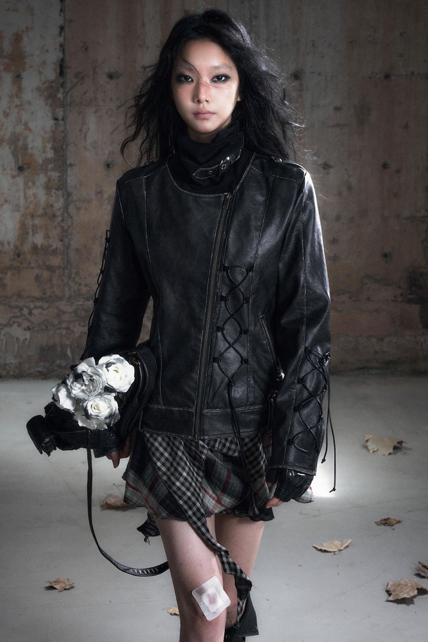 Panelled Knit Leather Jacket