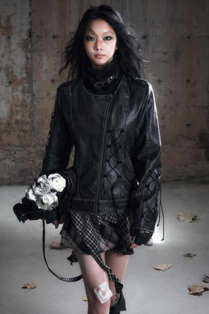 Panelled Knit Leather Jacket