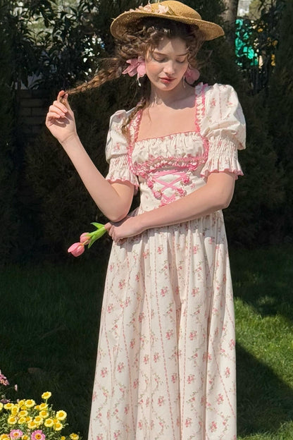 Fishbone Square Neck Dress