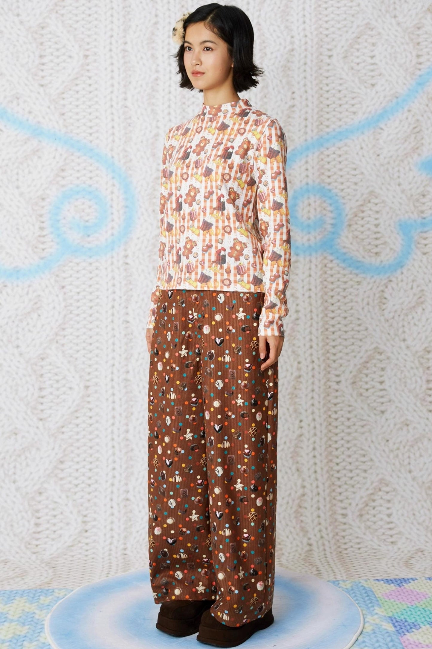 Candy Print Corduroy Pants