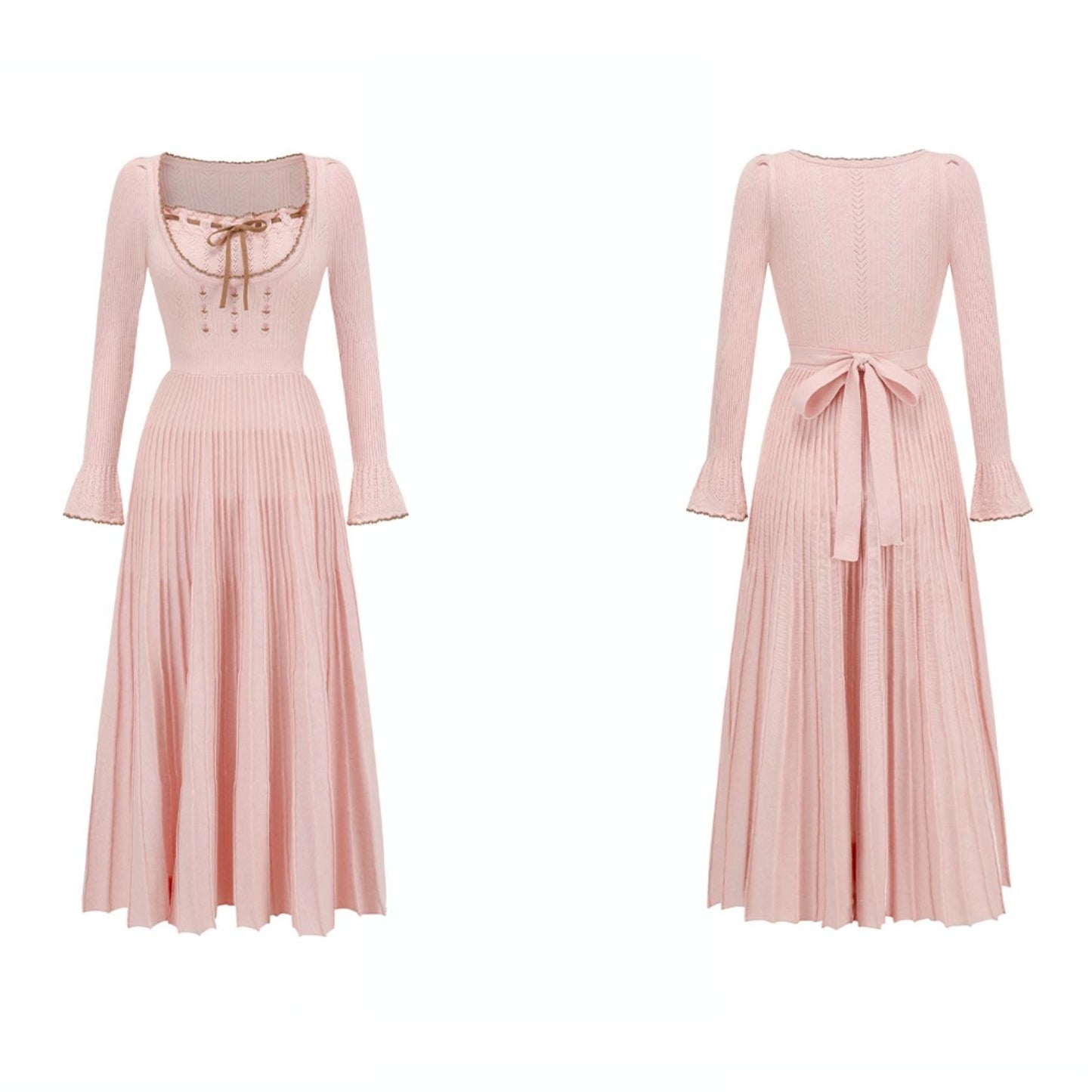 Trio French Heavy Knit Slim Long Dress