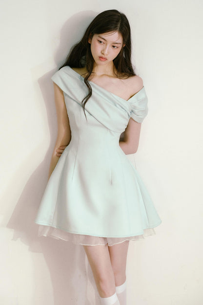 Mint Green One-Shoulder Dress