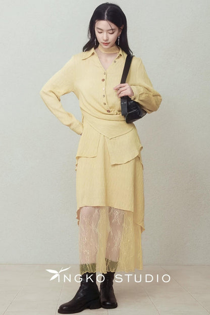 Yellow Patchwork Slip Dress