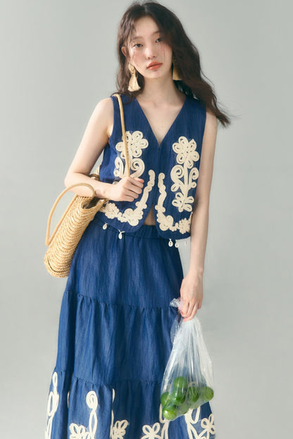 Wind Vines Flower Shell Pendant Vest Set-Up