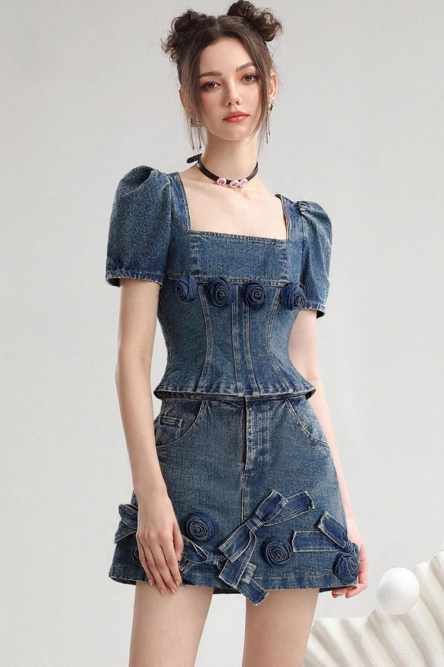 Cool Summer Denim Skirt Set