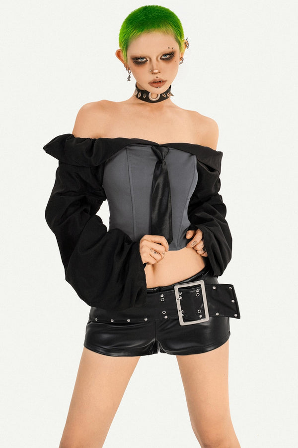 One-Shoulder Long Sleeve Punk Shirt
