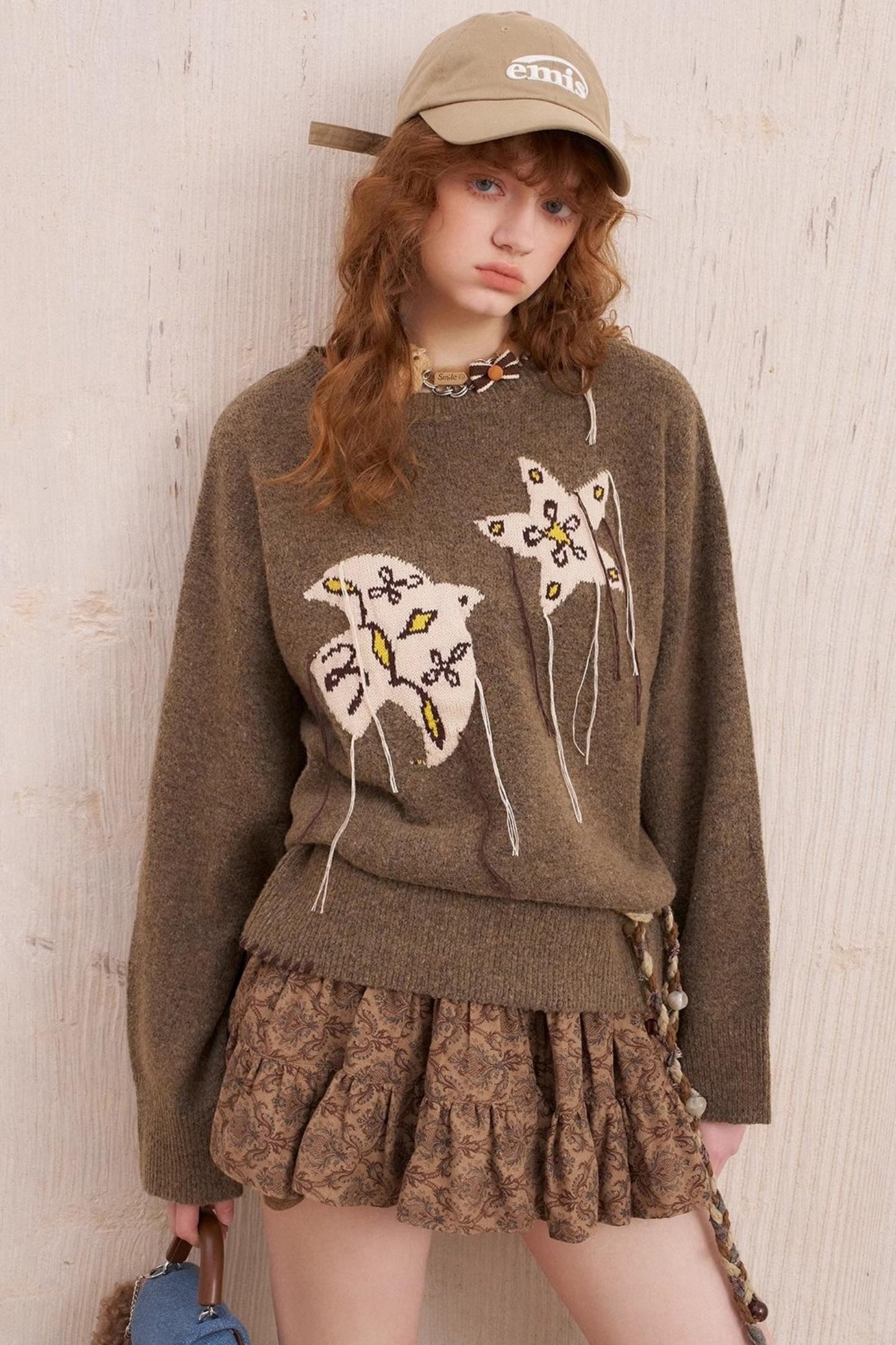 Star Fringe Long Sleeve Knit Pullover Top