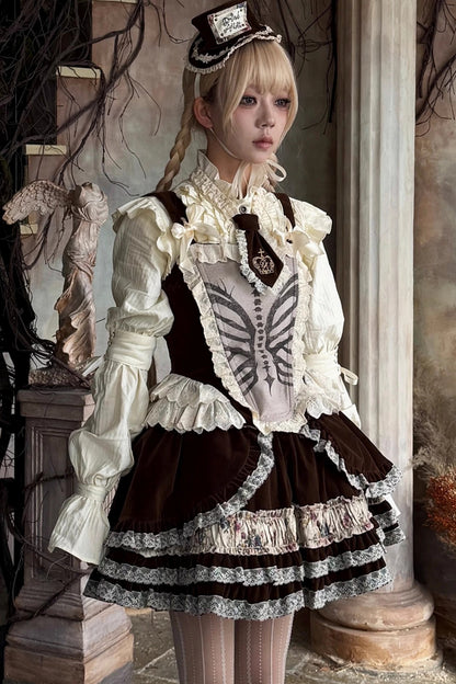 Brown Velvet Bowler Hat Tie Set-Up