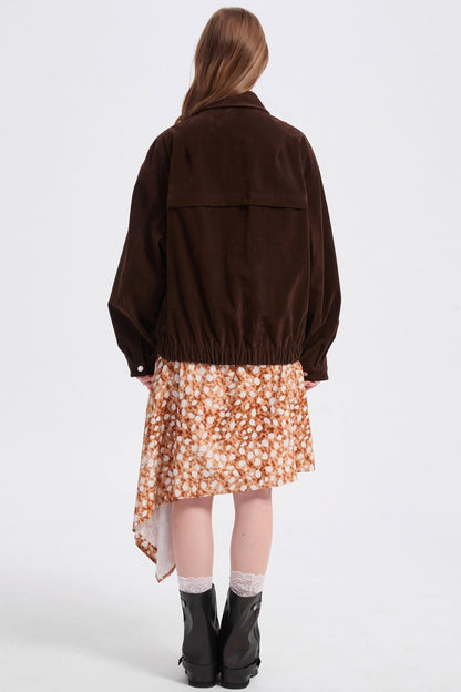 Coffee Suede Cropped Jacket