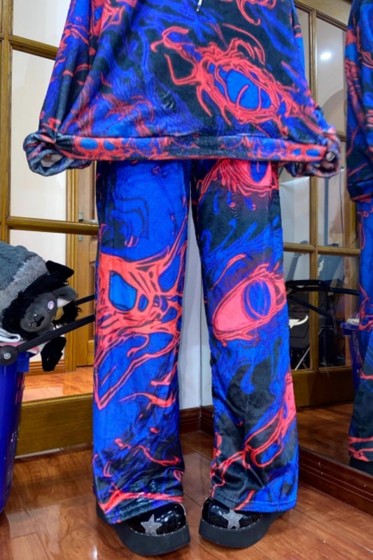 Blue Cell Wide-Leg Pants