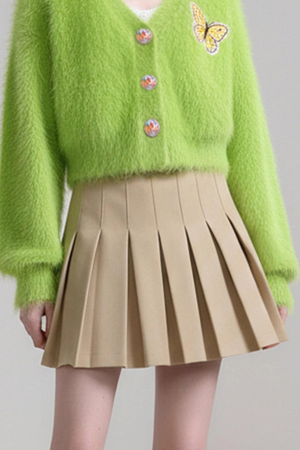 Forest Mist V-Neck Plush Cardigan Set-Up