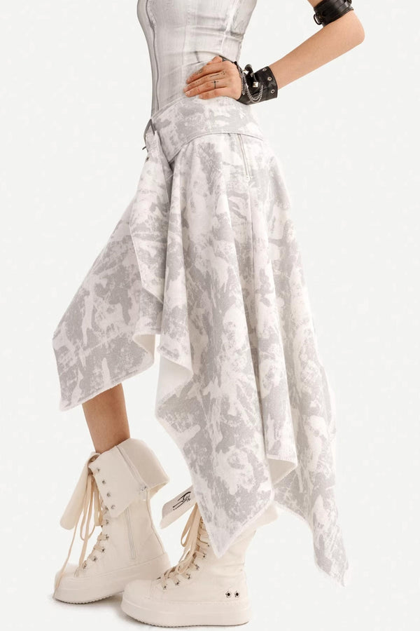 Gradient Denim Matching Skirt Set