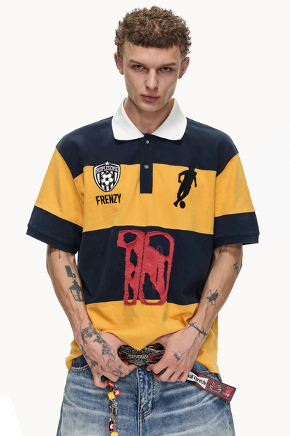 Black and Yellow Striped Polo