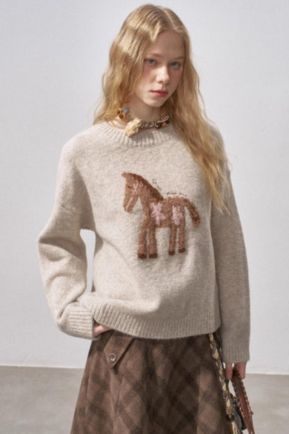 Floral Pony Festive Sweater