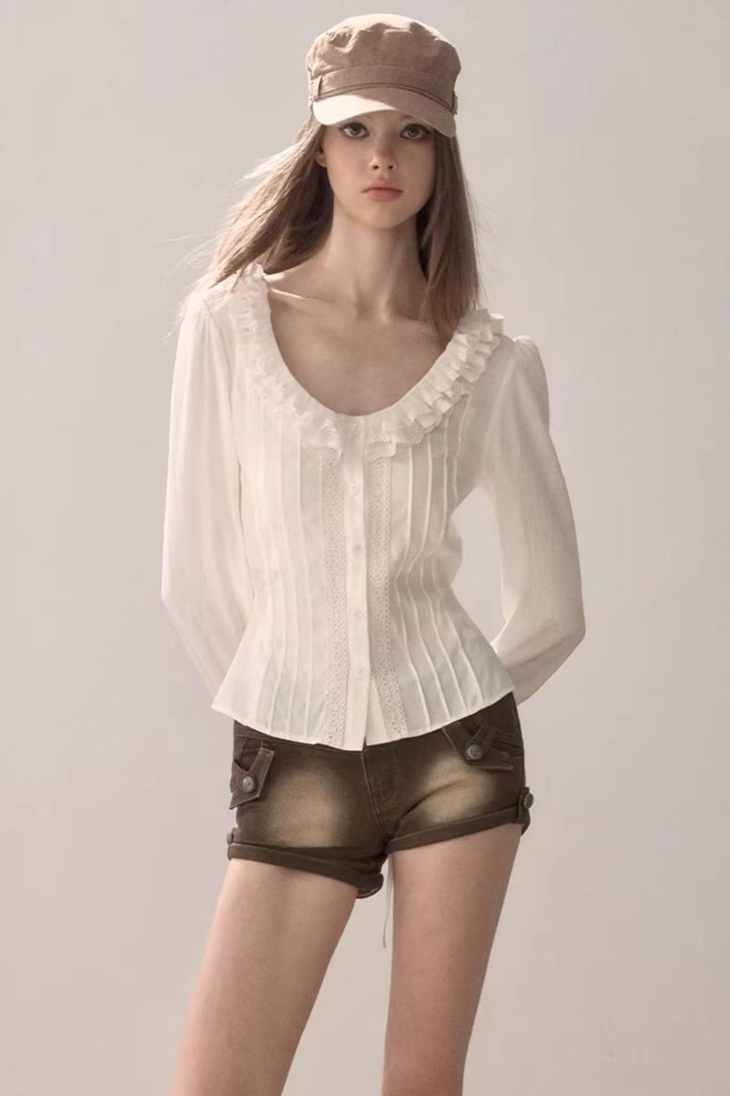 Puff Sleeve V-Neck Blouse