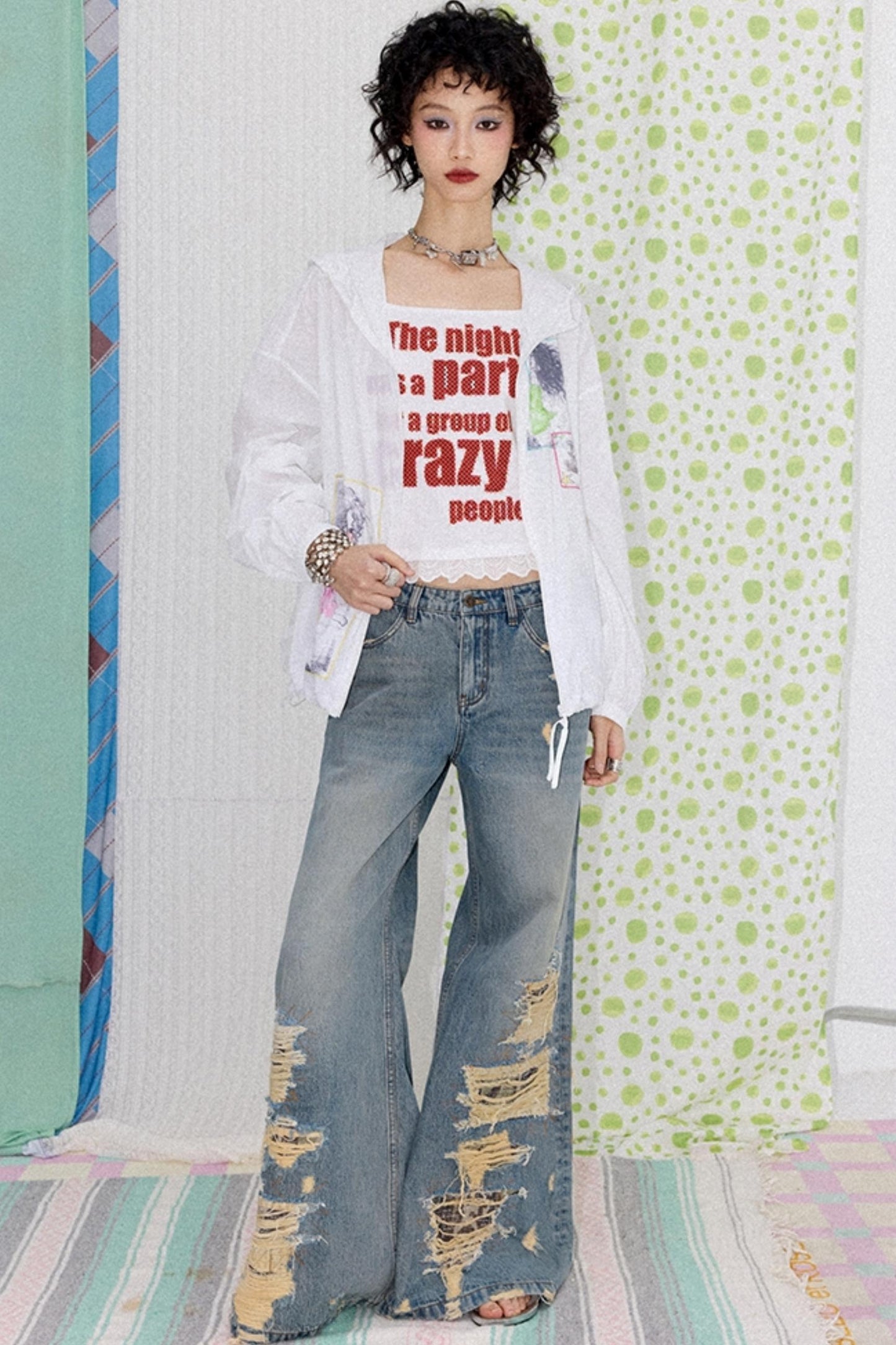 Ripped Wide-Leg Jeans