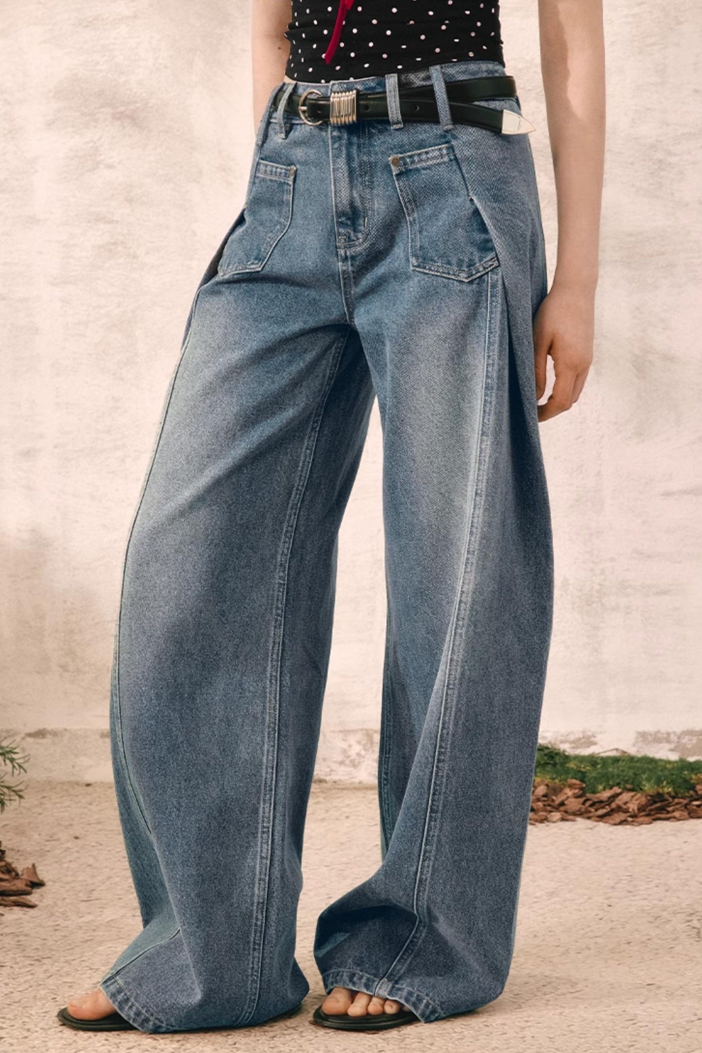 Summer Pleated Denim Pants
