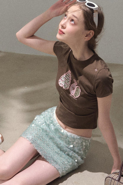 Sequin A-Line Mini Skirt