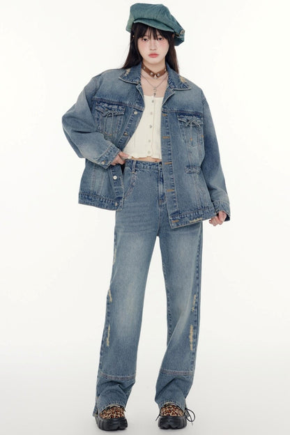 Denim Lace Jacket And BaseTop