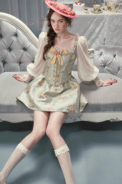 French Vintage Herringbone Dress