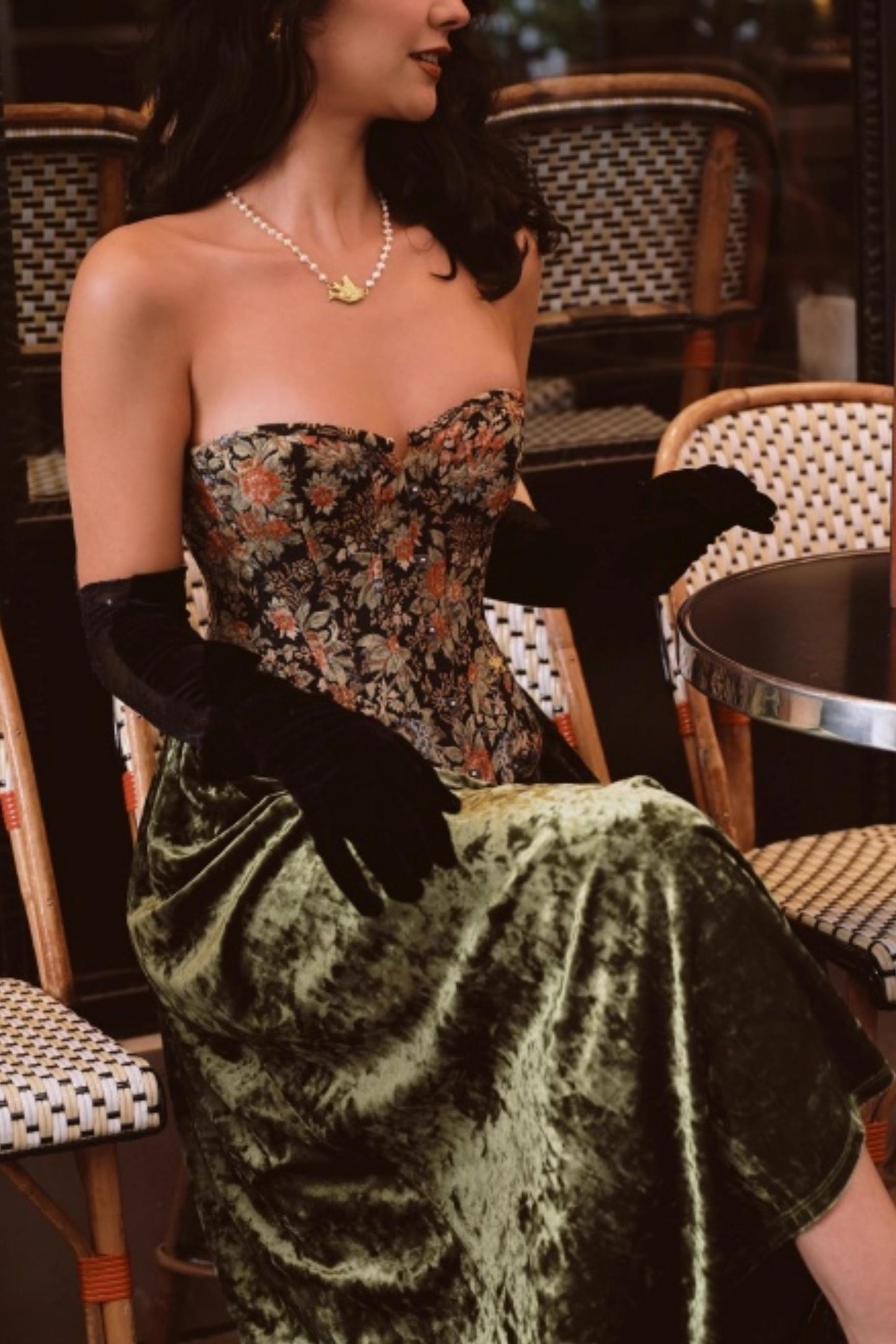 Emerald Velvet Lace Skirt Set-Up