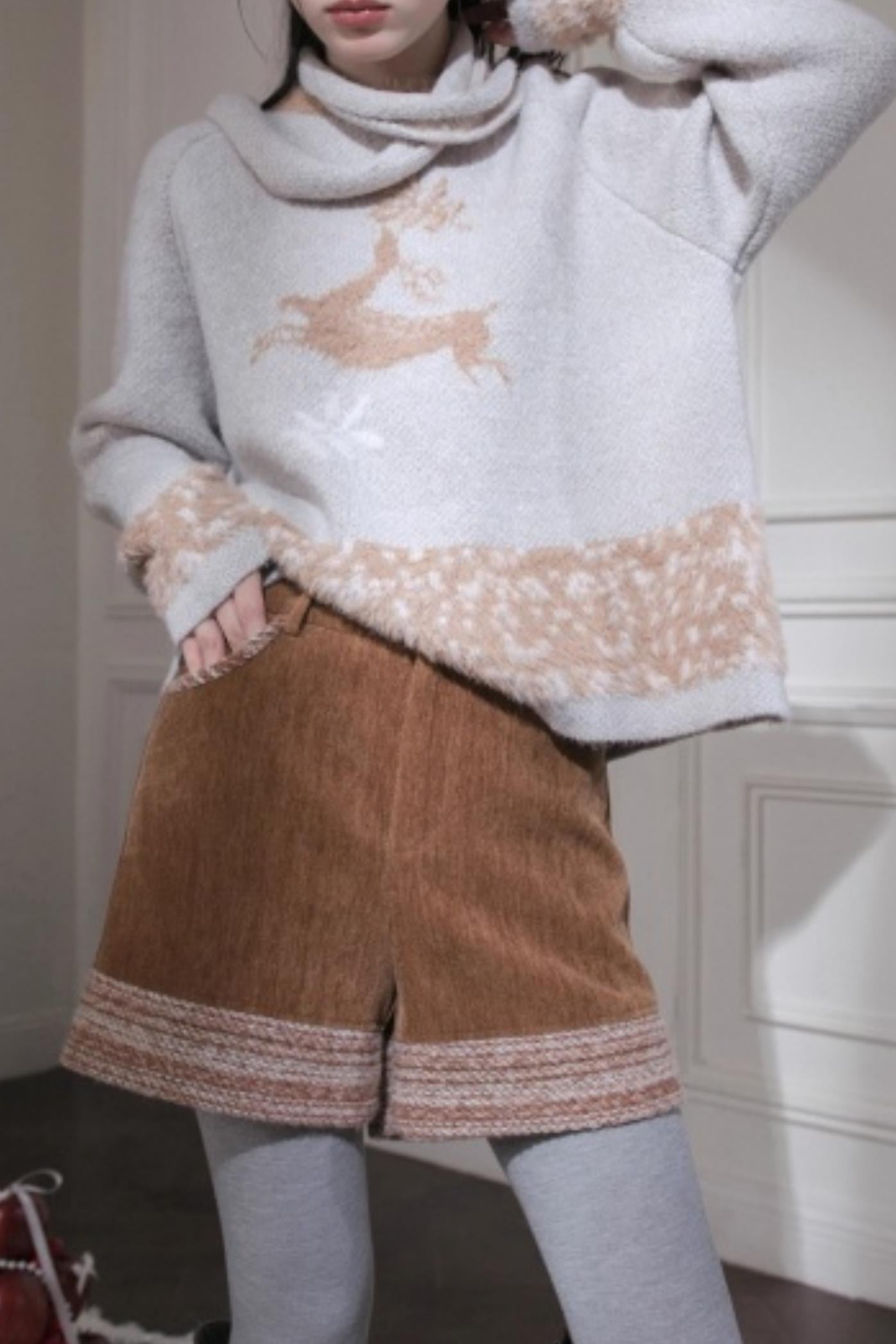 Snow Deer Faux Mink Sweater