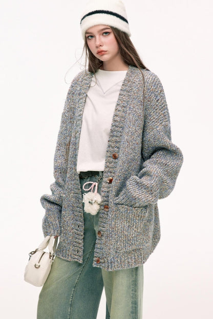 High-End Gold Line Knit Cardigan