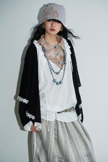 Vintage Paneled Lace Cropped Cardigan Coat