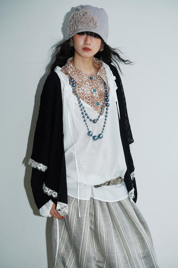 Vintage Paneled Lace Cropped Cardigan Coat