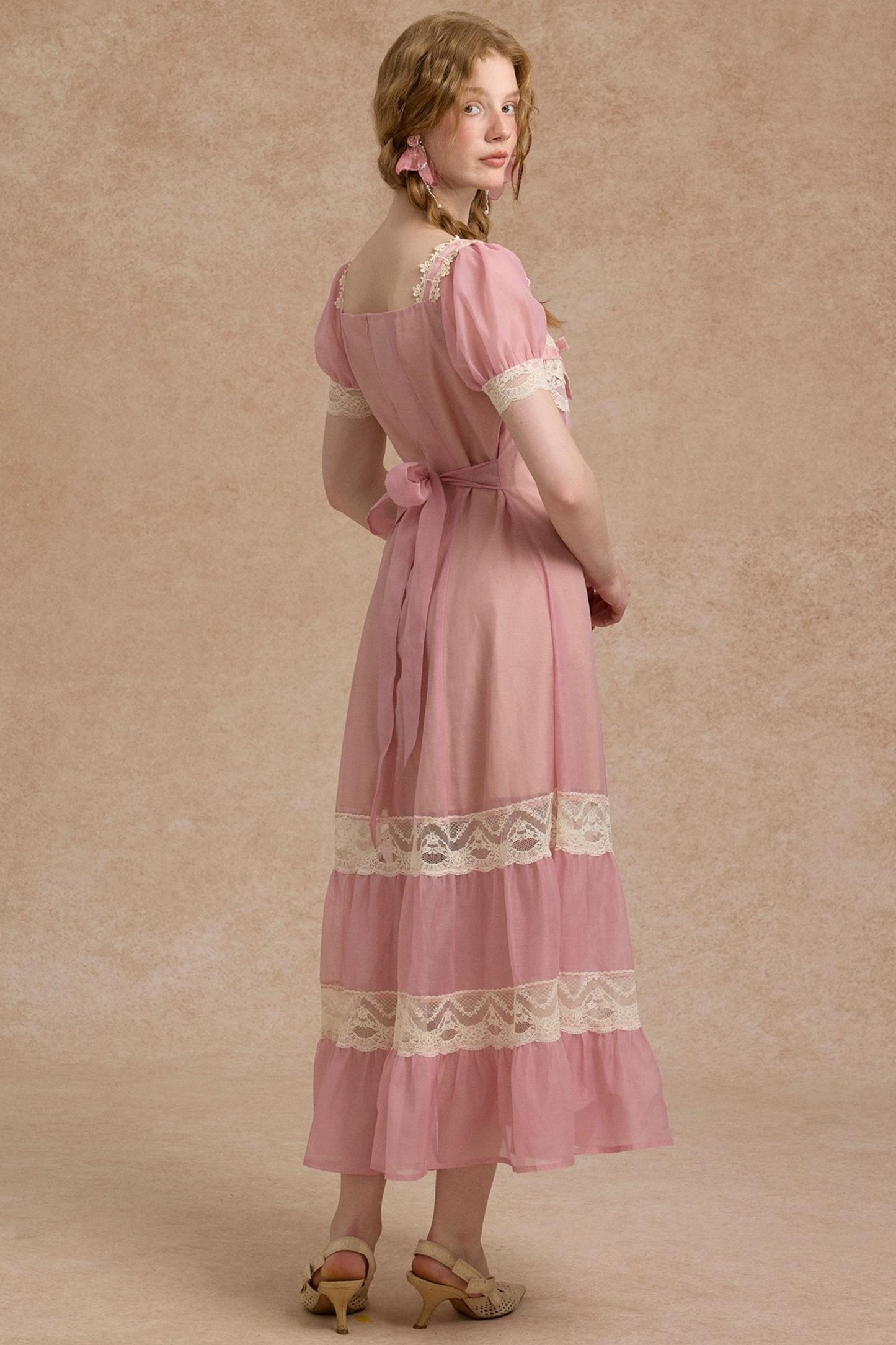 Tulip Satin Ribbon Pink Dress