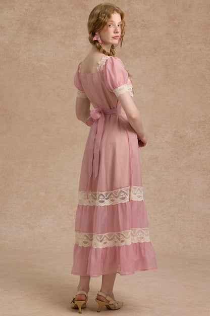 Tulip Satin Ribbon Pink Dress