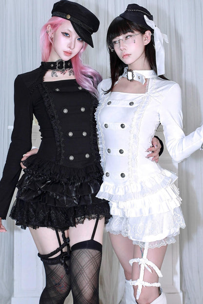 Velvet Double-Breasted Top