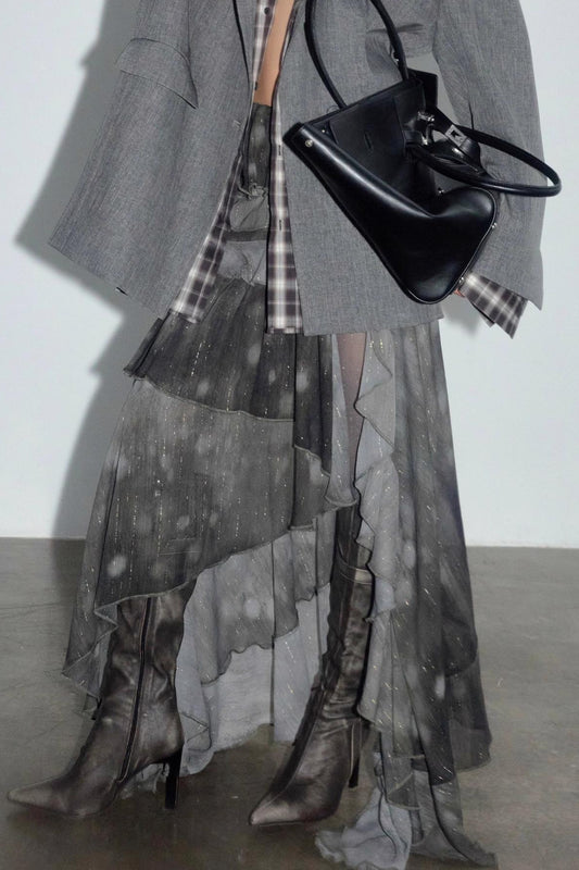 Forest Chiffon Ruffle Skirt