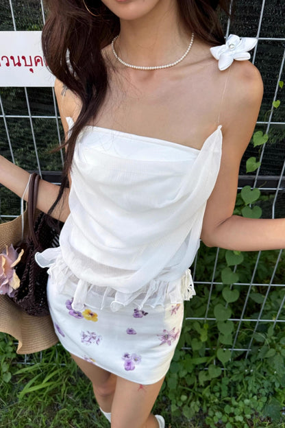 Silk Halter Top & Skirt Set-Up