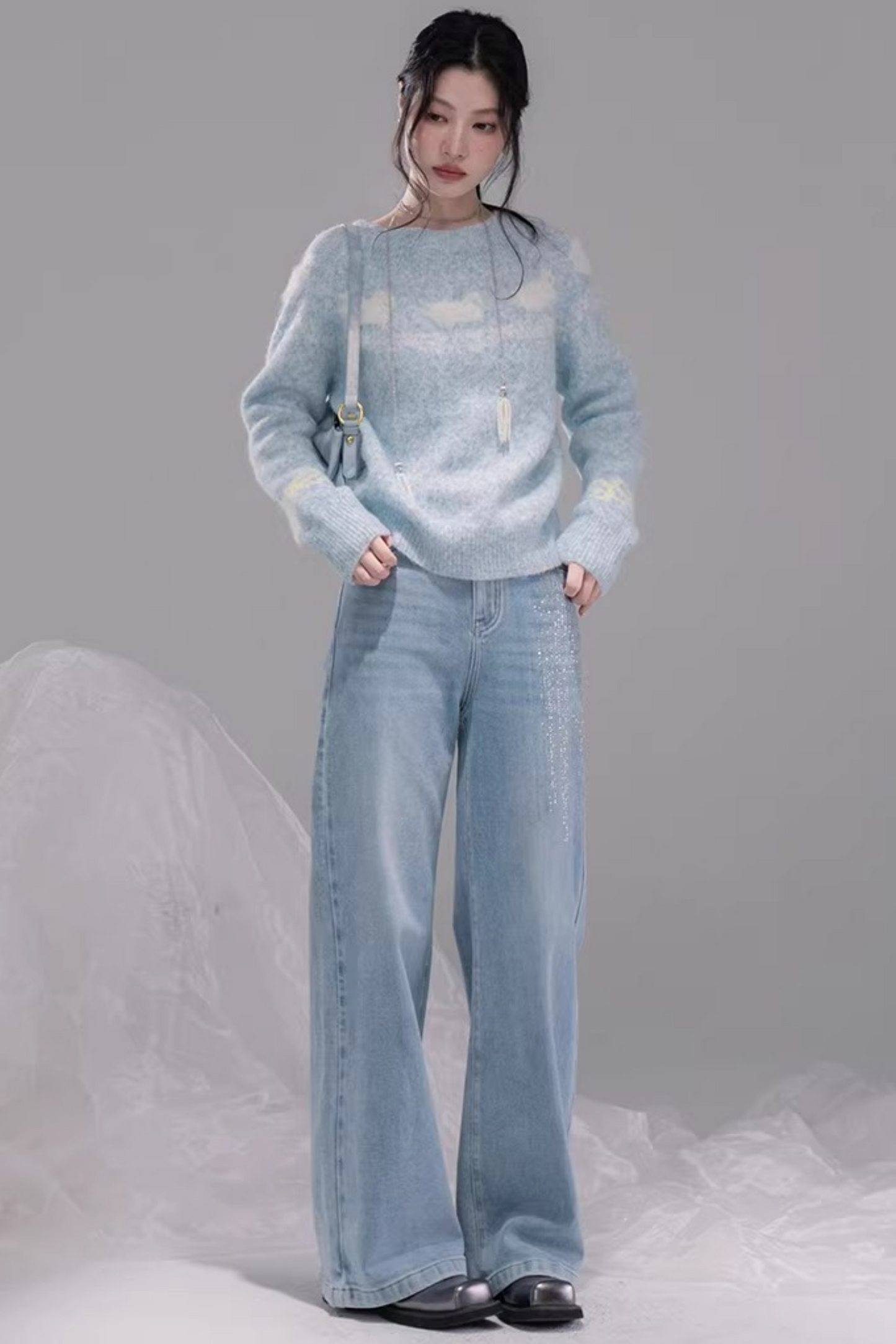Jeans mit Sternenhimmel-Strasssteinen