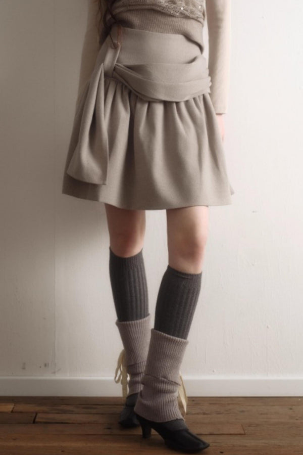 Misty Gray Pleated A-Line Skirt