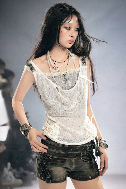 Diamond Sequin Texture Tank Top