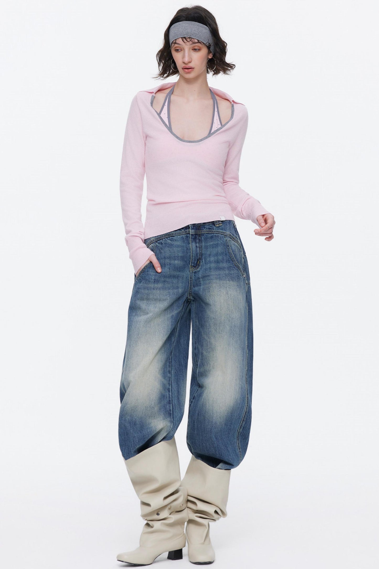 Color-Blocked Wool Knit Top Set-Up