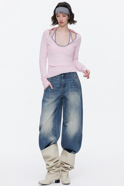 Color-Blocked Wool Knit Top Set-Up