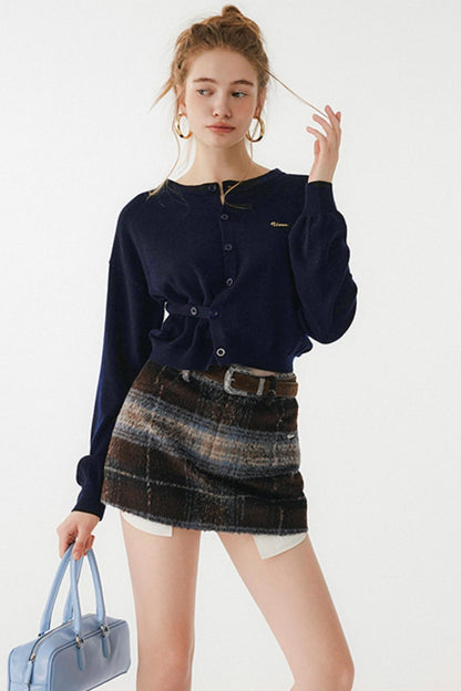 Navy Blue Wool Cardigan Set-Up