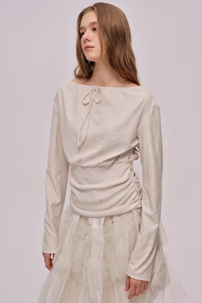 Slanted Shoulder Patchwork Top