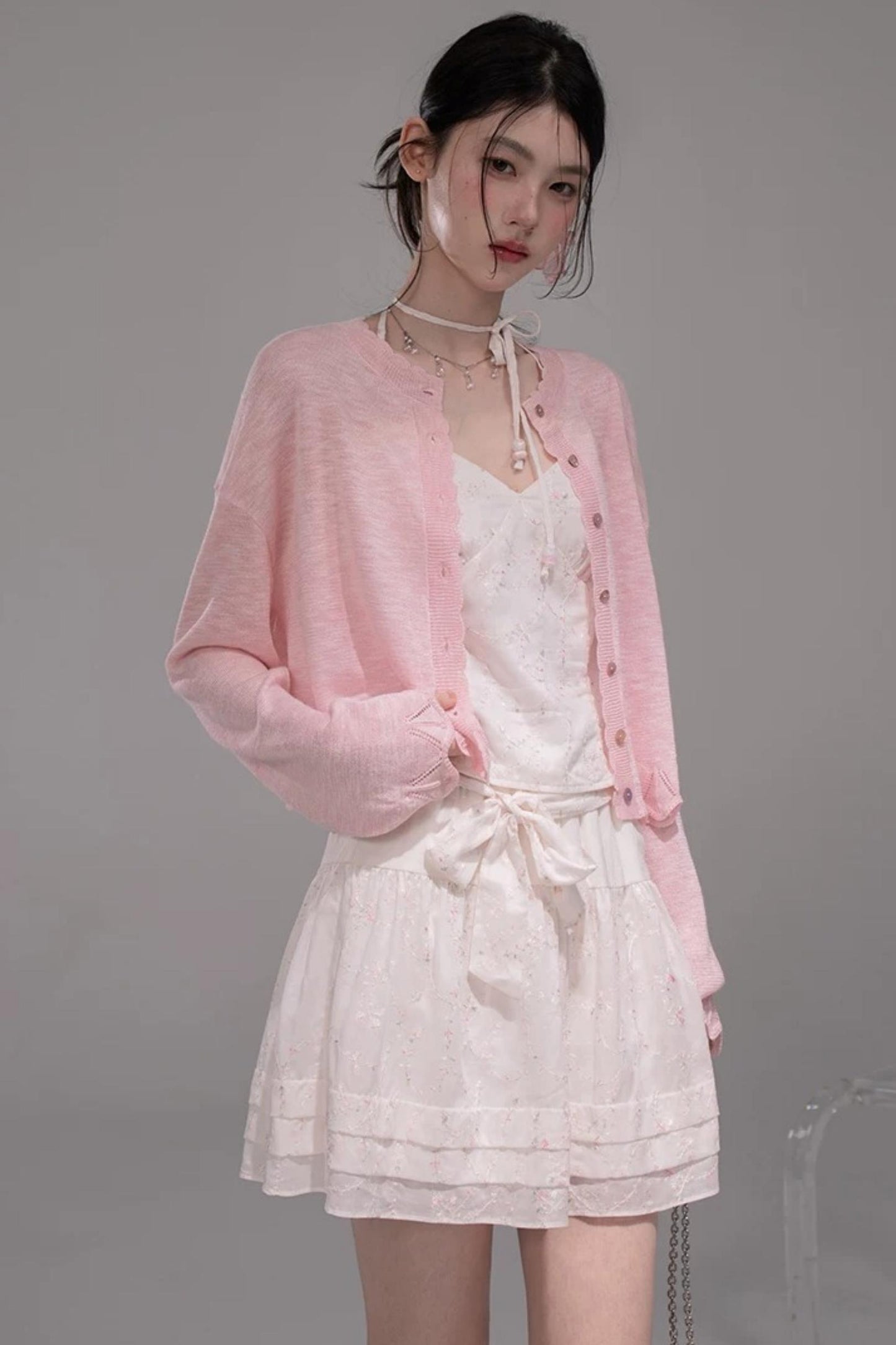 Lyocell Embroidered Batwing Blouse Set-Up