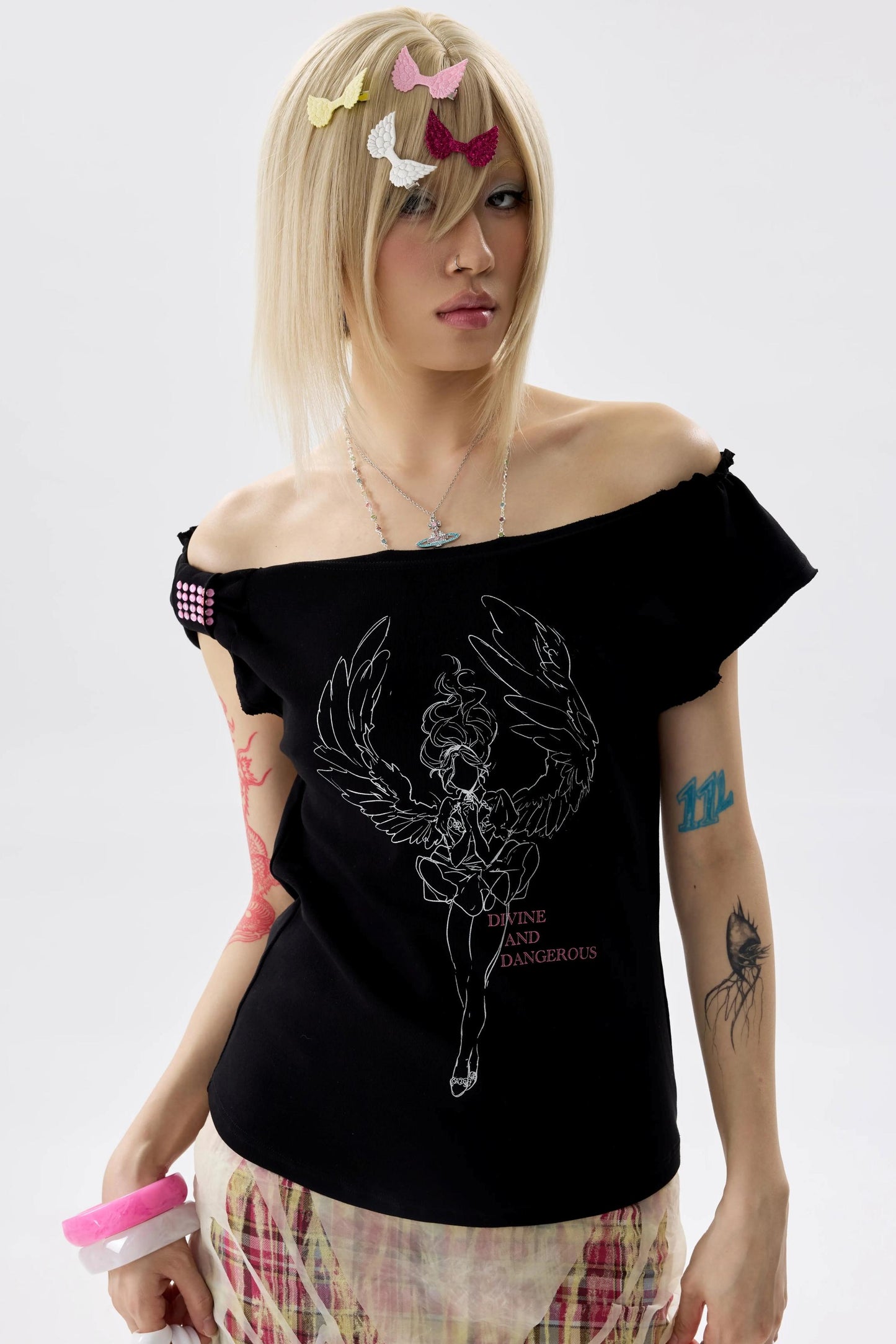 Two-Color Rhinestone Ruched Top