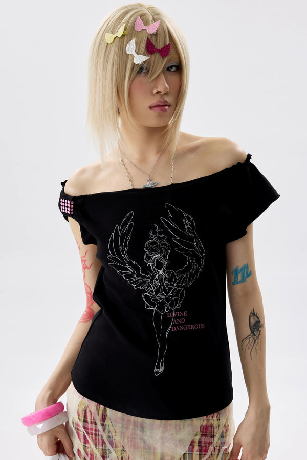 Two-Color Rhinestone Ruched Top