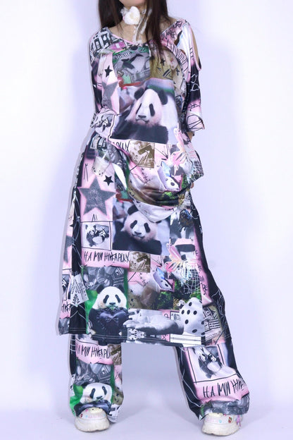 Panda Collage Long Skirt
