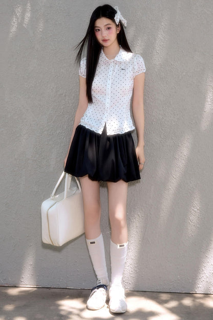 Vintage Polka Dot Lace Shirt