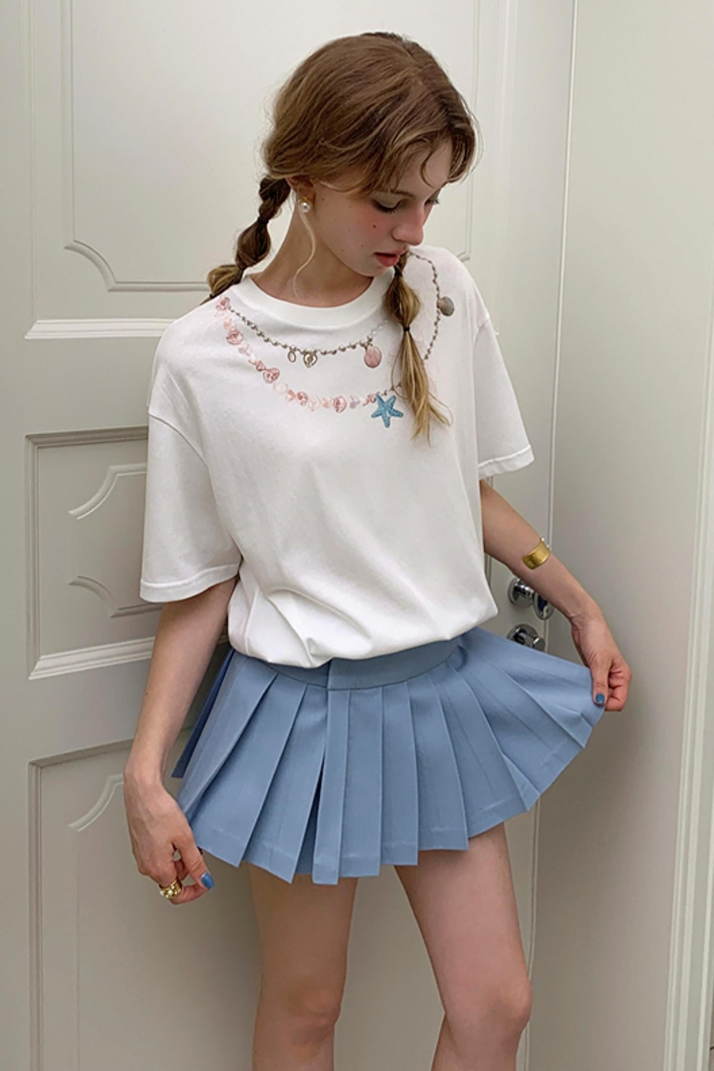 Blue A-line Mini Skirt